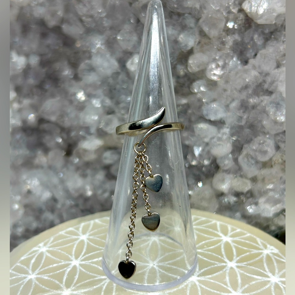 Vintage Avon Bypass Heart Charm Ring 925